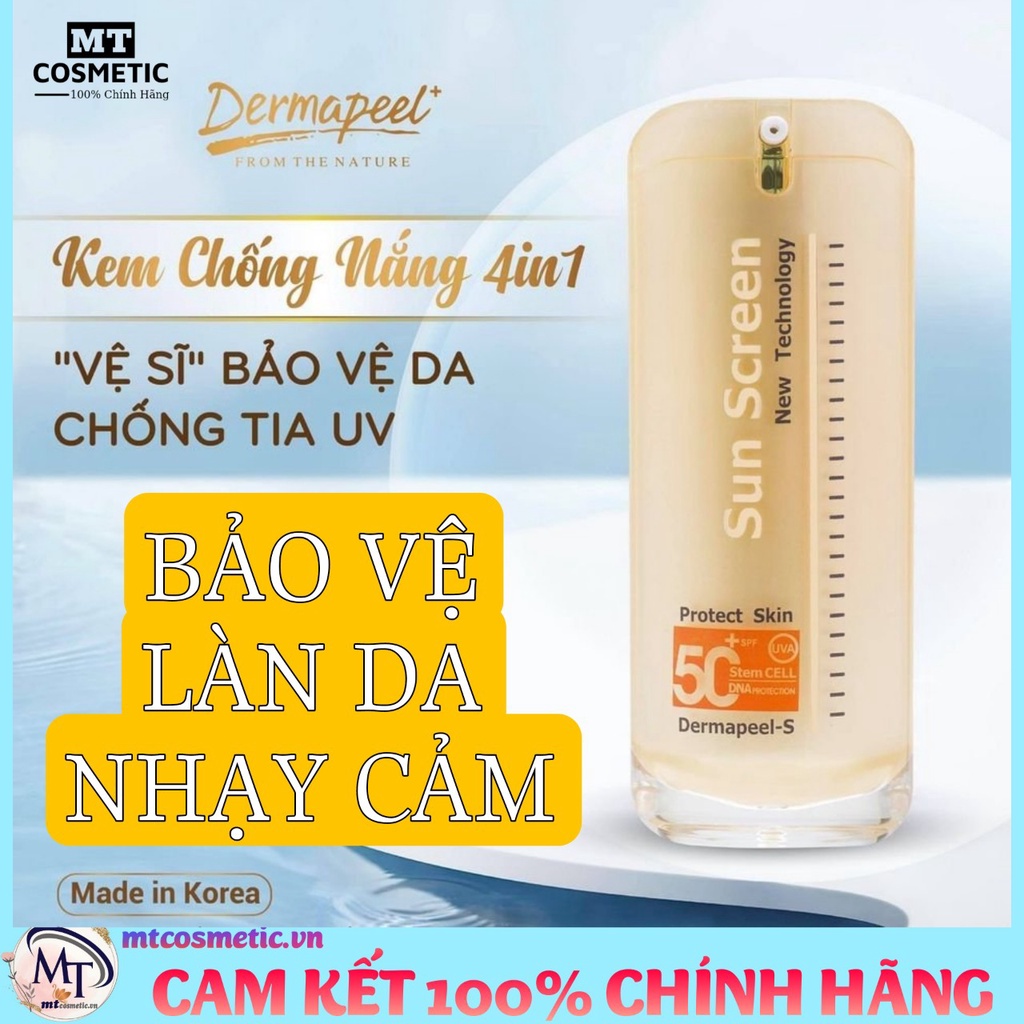 KEM CHỐNG NẮNG CAO CẤP DERMAPEEL+ 4IN1 SUN SCREEN SPF50+ - DƯỠNG DA HÀN QUỐC