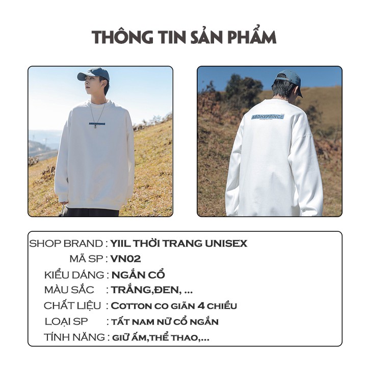Áo sweater nam nữ unisex nỉ bông in chữ ABDH form rộng hoodie không cổ basic phong cách Hàn Quốc YiiL SW02