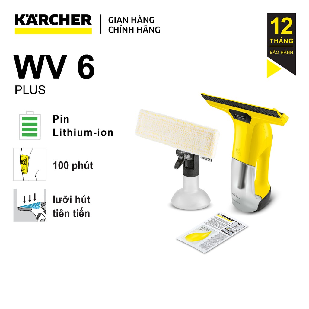 (Sản xuất Ý) Máy lau kiếng cầm tay Karcher WV6 Plus