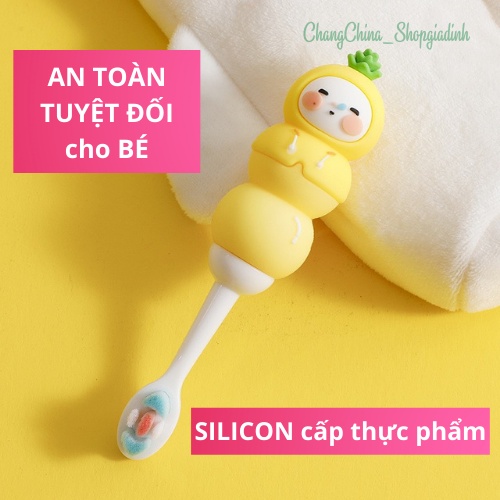 Bàn chải đánh răng cho bé cầm tay sillicon sợi lông mềm mại