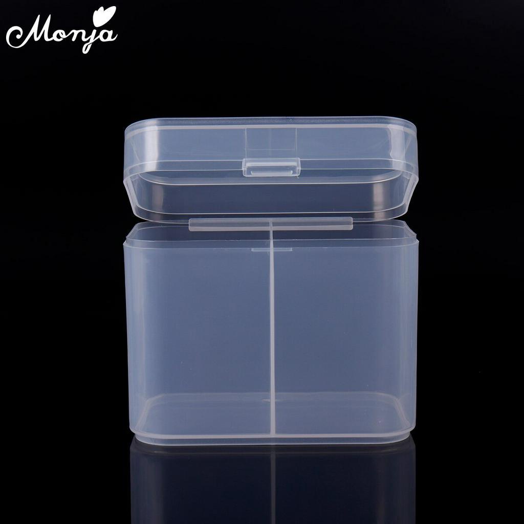 MONJA Hộp nhựa trong suốt dùng đựng mút tẩy sơn móng tay chất lượng cao