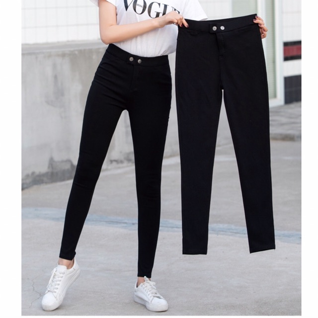 Quần thun nữ big size skinny 2 nút lưng dây kéo size đại 85-100kg