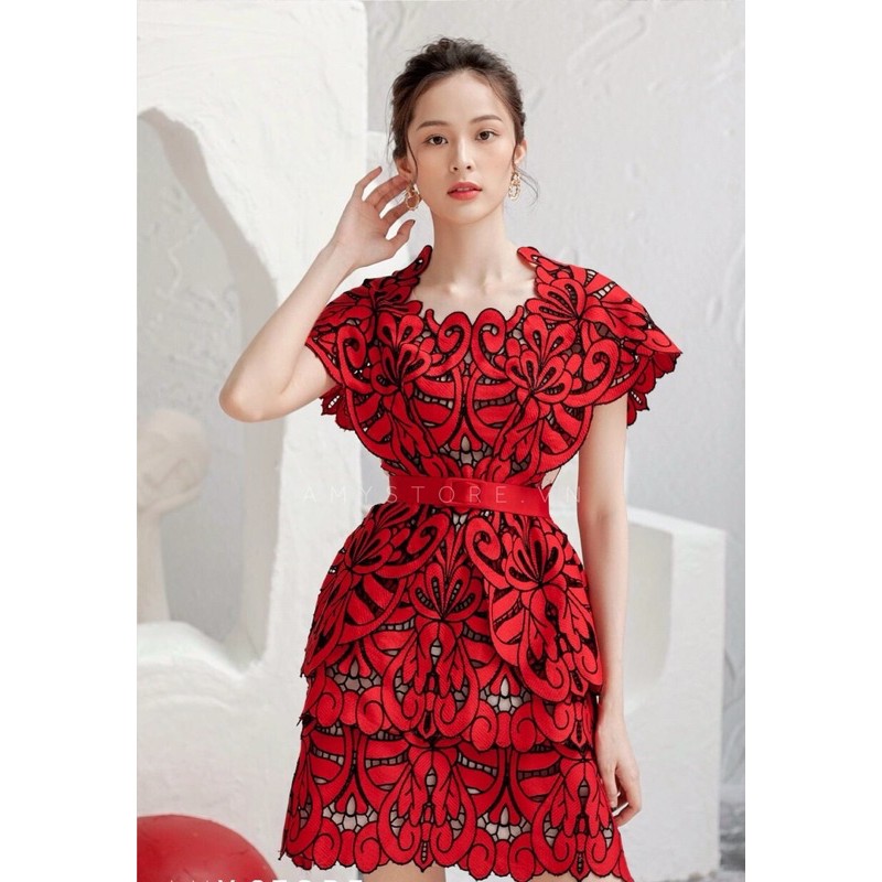 Đầm ôm body đầm dự tiệc đỏ ren cao cấp đầm thiết kế sang trọng MN144 - Đầm Váy Mina | BigBuy360 - bigbuy360.vn