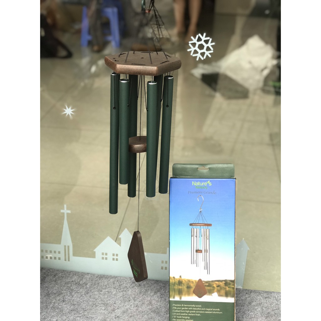 Chuông gió kim loại 6 thanh PG28 màu xanh