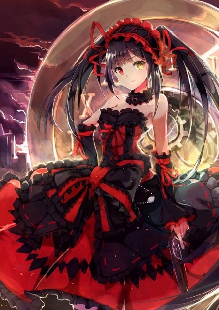 Poster kurumi date a live khổ a4 1-5 tấm có đề can bóc dán