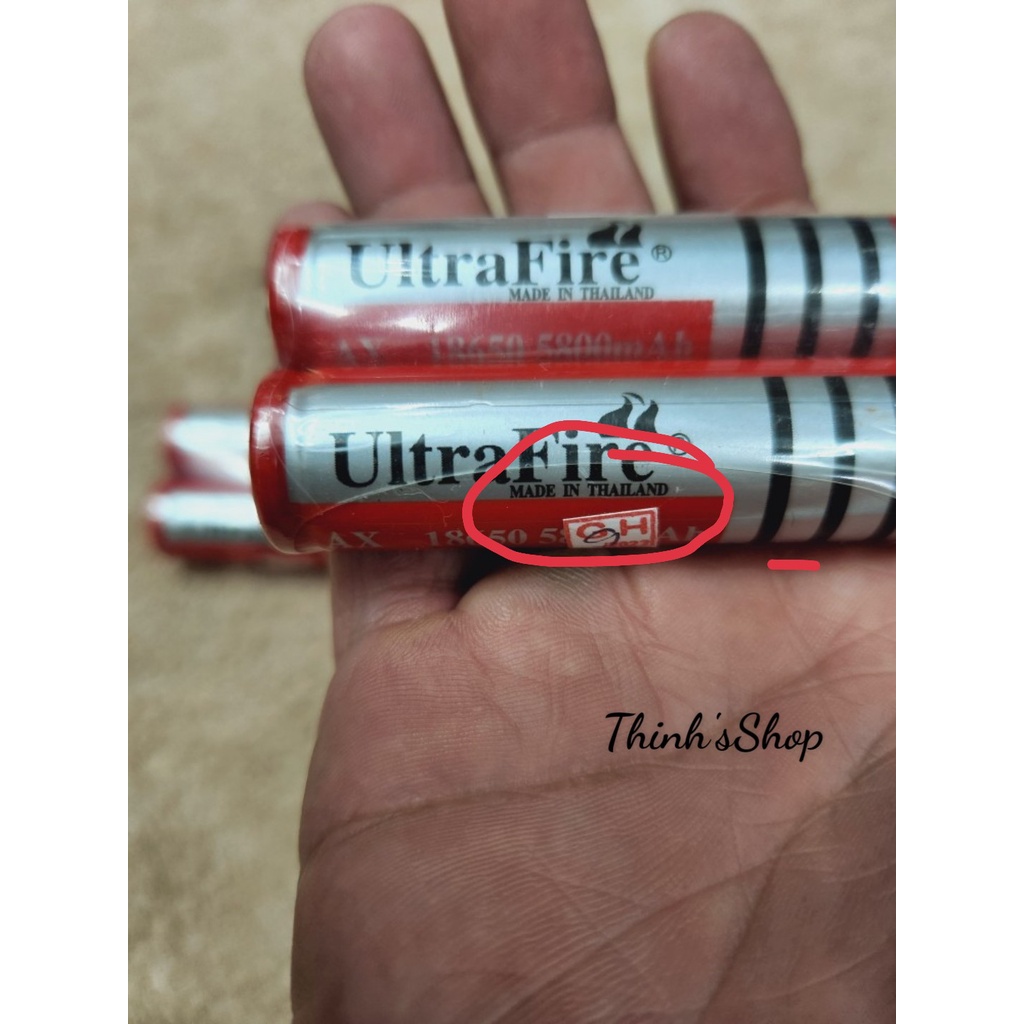 Pin sạc 18650 đầu lồi Ultrafire 5.800mAh, 3.7~4.2V li-ion Made in Thailand - Dùng cho quạt sạc, đèn pin, loa, Tông đơ...