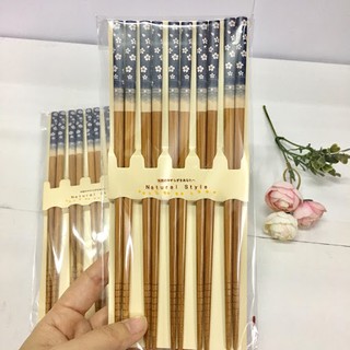 Bộ 5 đũa mẫu hoa xanh