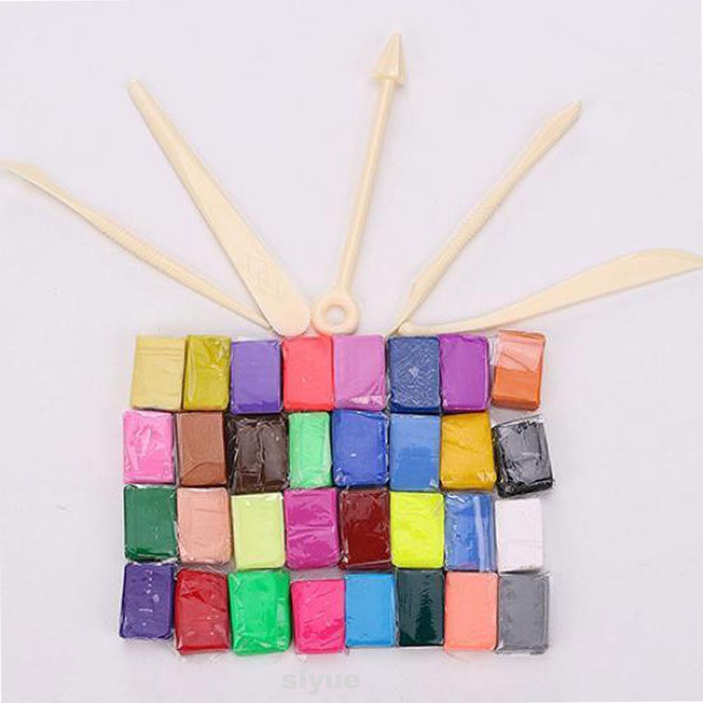 32 Colour Oven Bake Polymer Clay Block Modelling Moulding Sculpey Tool set