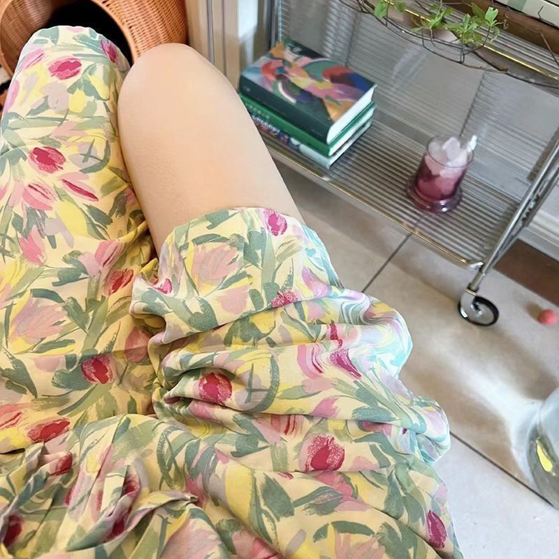 Quần Dài Ống Rộng Thoải Mái In Họa Tiết Hoa Tulip Thời Trang Mùa Hè Thu Cho Nữ