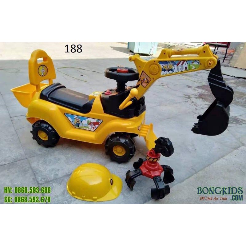 Xe ô tô cần cẩu chòi chân cho bé 1-5 tuổi, điều chỉnh được cẩu và có nhạc vui nhộn