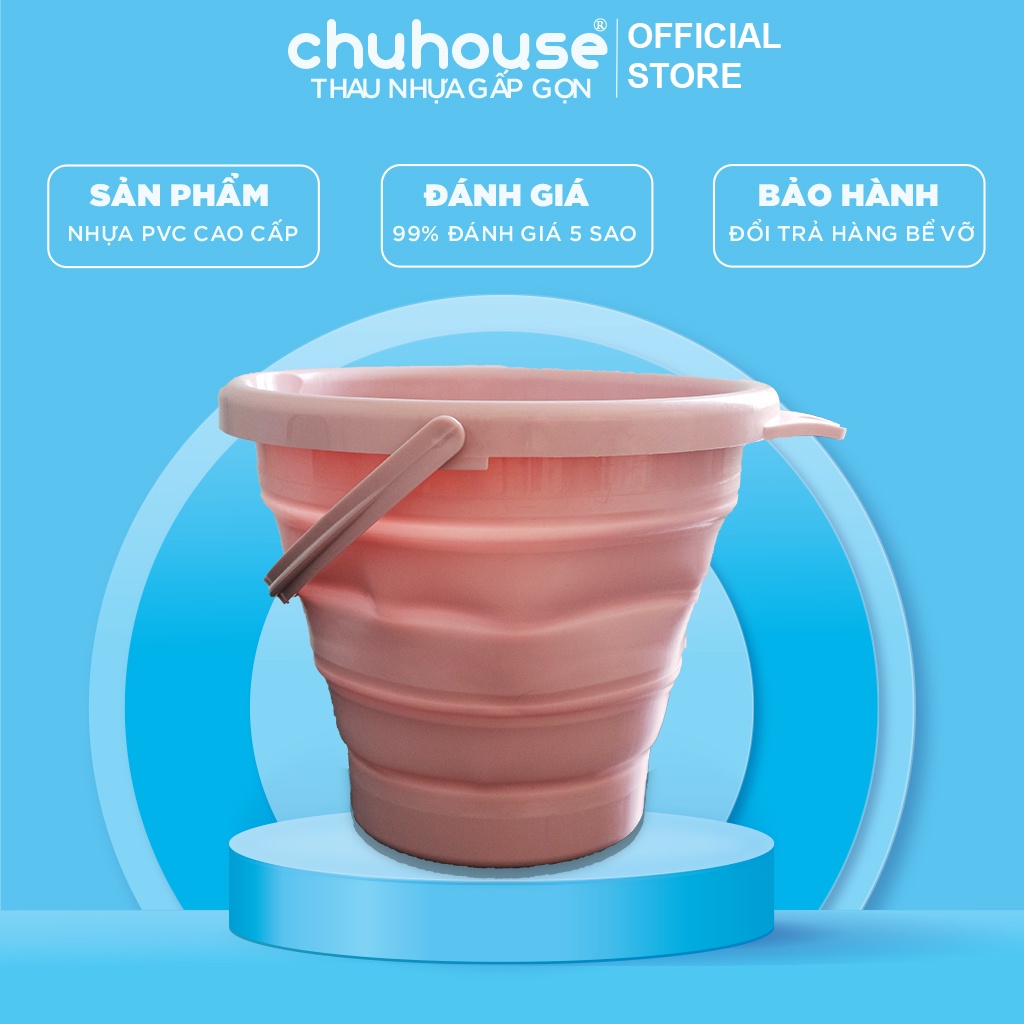 XÔ NHỰA ĐỰNG NƯỚC SILICONE GẤP GỌN TIỆN LỢI 1 MÀU – THỂ TÍCH 10L – TẶNG KÈM MÓC TREO