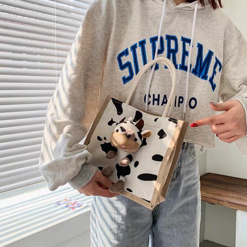Túi cói mini tặng kèm bò sữa dễ thương | BigBuy360 - bigbuy360.vn