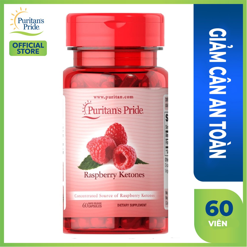 Viên uống hỗ trợ giảm cân an toàn, ngăn chặn tích tụ chất béo Puritan's Pride Raspberry ketones 120 viên của Mỹ