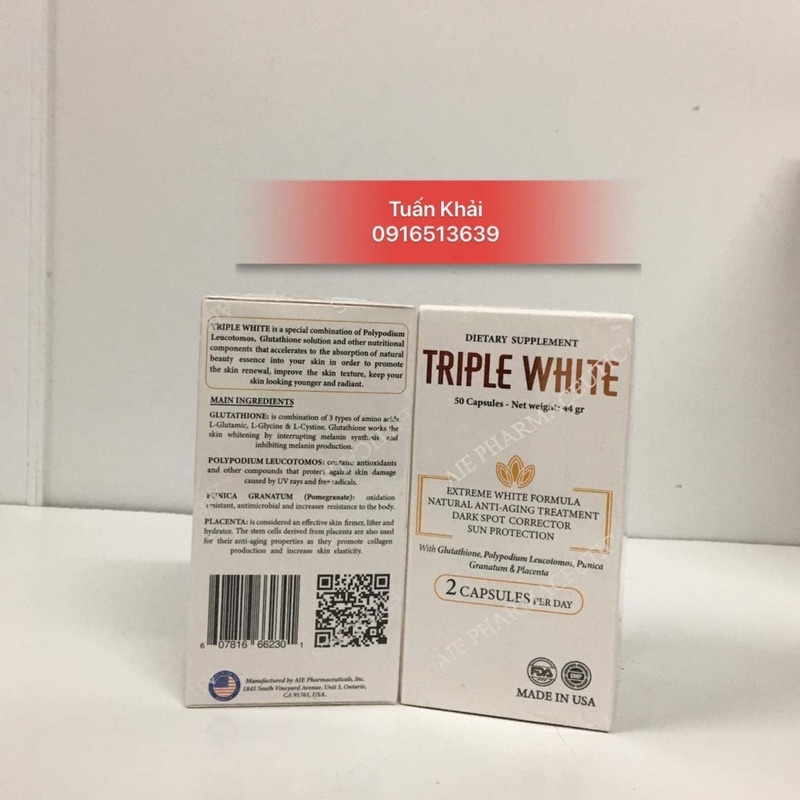 [ Chính Hãng ] Viên Uống Triple White | Viên Uống Glutathione 1200mg - 50 viên