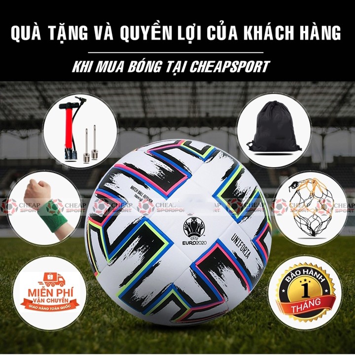 Bóng Đá Uniforia Euro Cup 2021 Size 4 5 Phù Hợp Sân Cỏ Nhân Tạo Và Sân Cỏ Tự Nhiên (Bóng Đúc Da PU Cao Cấp)