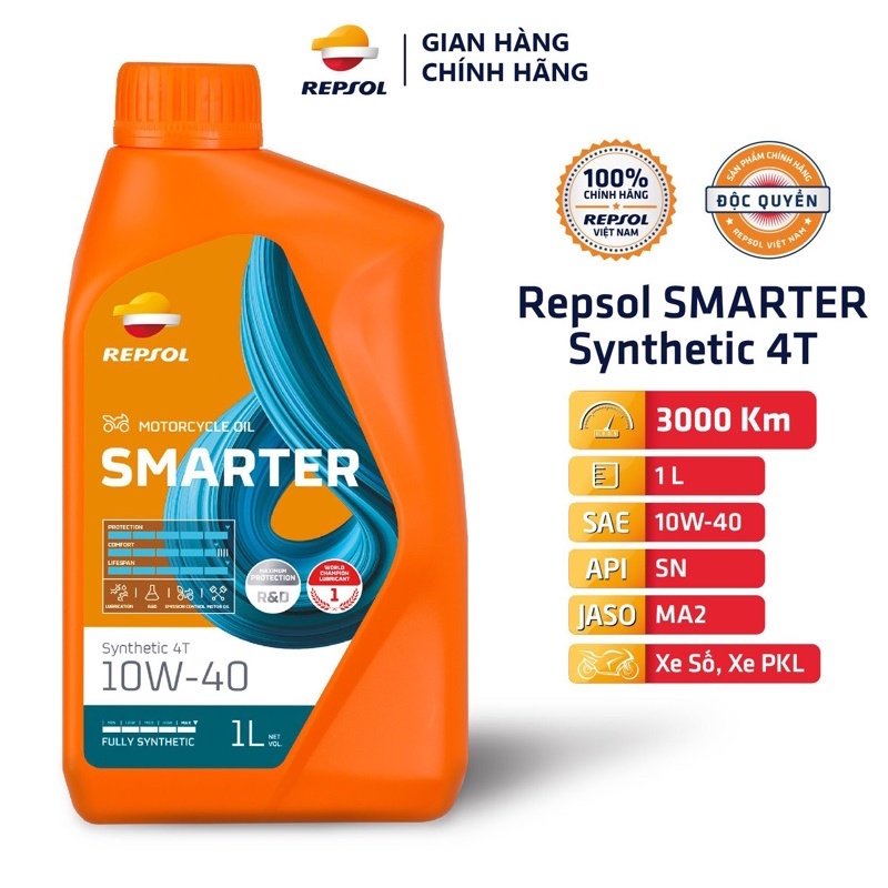 Nhớt Repsol Moto Sintetico 4T 10W40 dành cho xe số Biển Việt