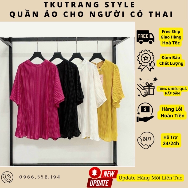 Áo bầu Chất von zập ly mềm mát cộc tay mùa hè AB101