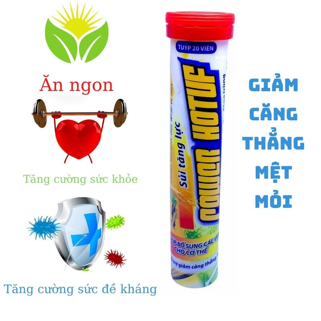 C sủi, viên sủi tăng lực( CAO CẤP ) POWER HOTUF 20 viên/tuýp tinh chất nhân sâm và nấm đông trùng tăng cường sức khỏe | BigBuy360 - bigbuy360.vn