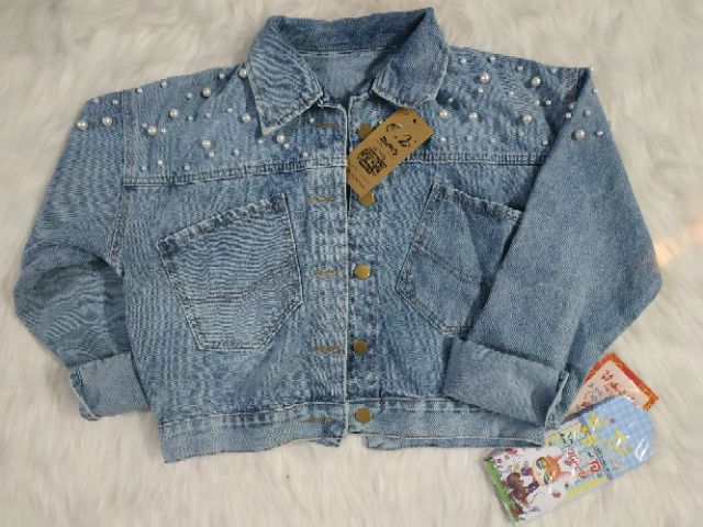 Áo Khoác Jean Nữ Đính Hạt Ngọc Cúc Lưng Hàng Hot Chuẩn Xịn AKJ05 (Hình - video thật) | BigBuy360 - bigbuy360.vn