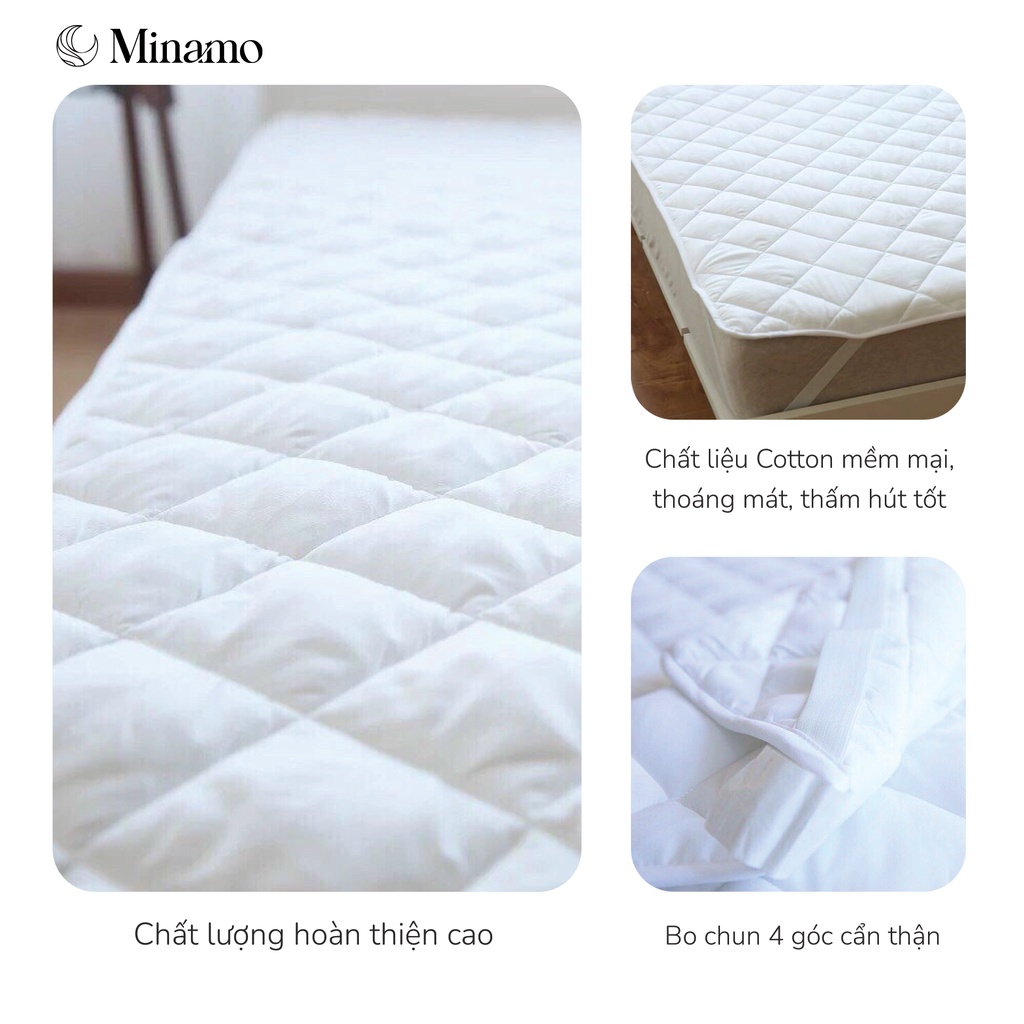 Tấm trải Topper bảo vệ đệm nệm cao cấp, bo chun 4 góc, chống bụi bẩn, thấm nước tốt - Minamo LD03