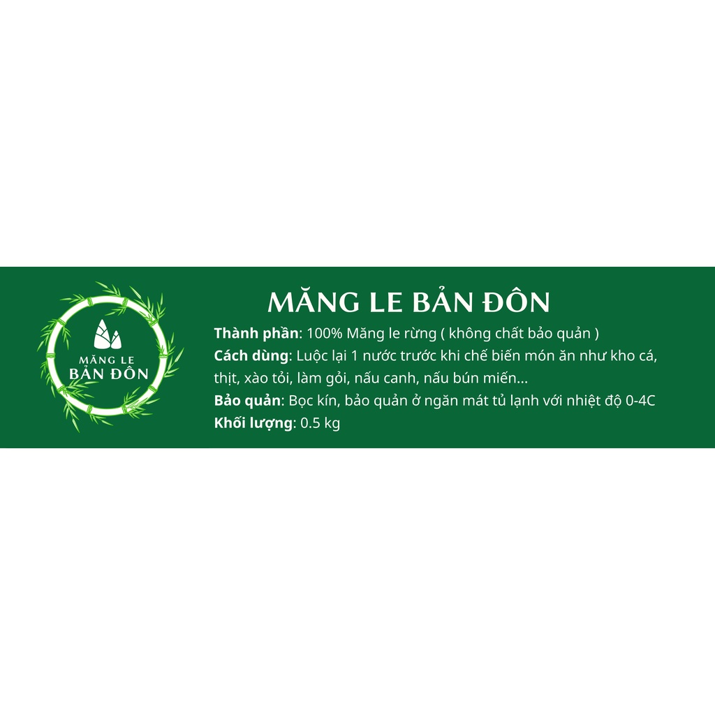 Măng le rừng luộc - Măng Le Bản Đôn - Túi hút chân không 500g