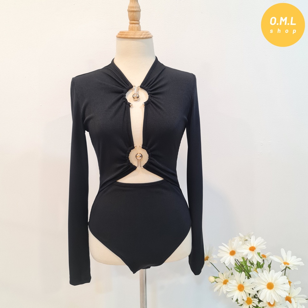 Bodysuit đen hở ngực cài khoen vàng siu quyến rũ cá tính (có hình thật) | BigBuy360 - bigbuy360.vn