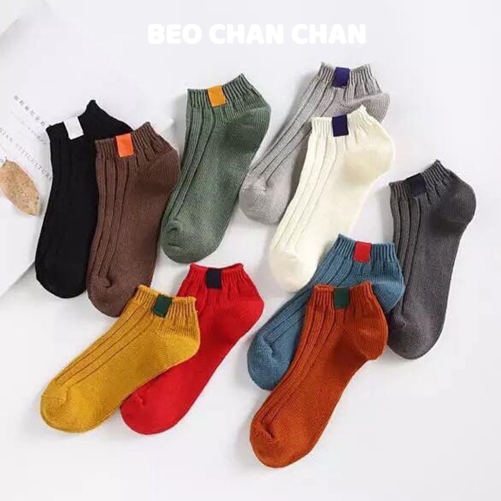Tất vớ cổ cao nữ vớ cổ cao nam ulzzang len lông thỏ Vintage cao cổ sọc Vintage