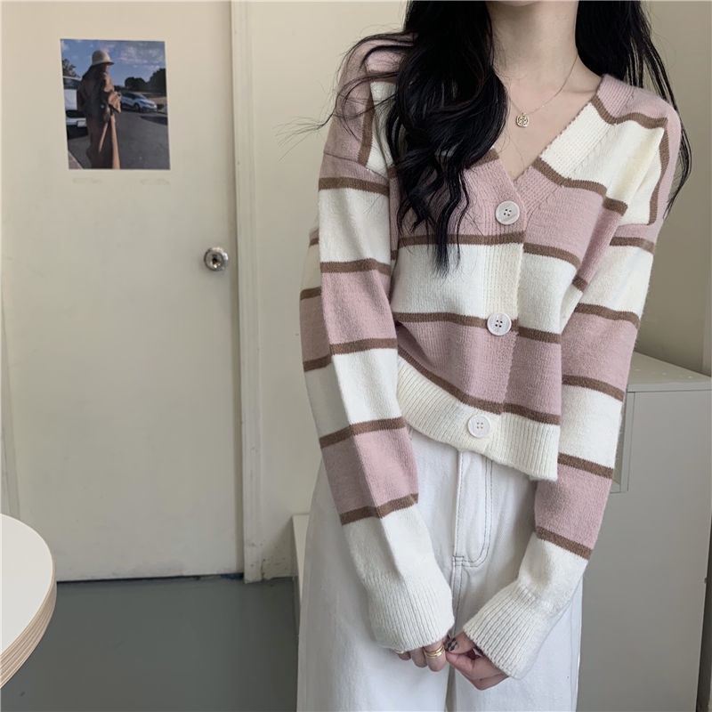 Áo khoác cardigan cổ chữ V thời trang Hàn Quốc tùy chọn màu sắc cho nữ
