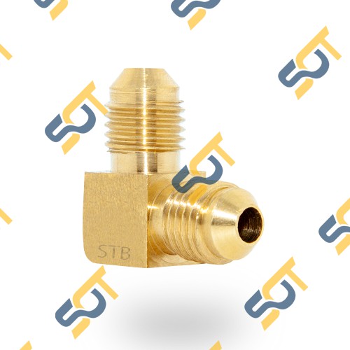 [HÀN ỐNG ĐỒNG 12 16 ] Co 90 độ hai đầu nối côn lồi cho điện lạnh & khí nén (Brass Flare Male Elbow)- Cong rắc co ren NPT