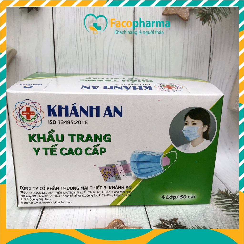 Khẩu trang y tế 4 lớp kháng khuẩn cao cấp Hộp 50 cái Khánh An