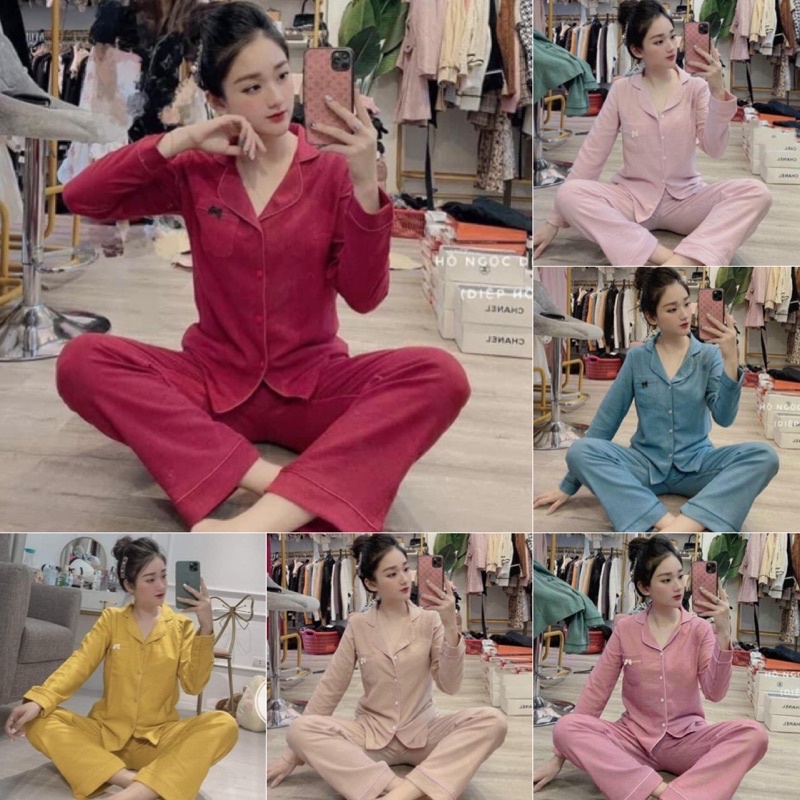 Bộ Pijama Nhung Tăm Trơn Siêu Sang Siêu Hot