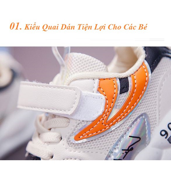 Giày thể thao bé gái 2 - 9 tuổi phong cách tạo điểm nhất tăng sự cá tính cho bé CG23-Trắng kem