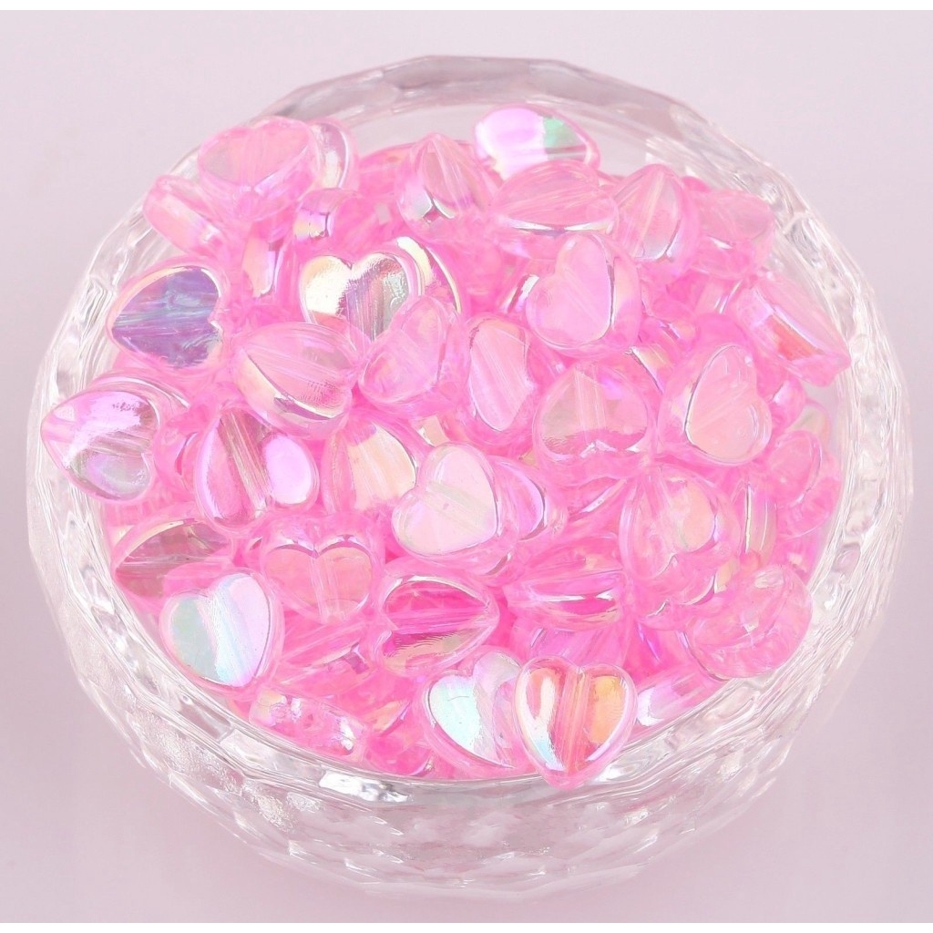 Gói 200 hạt acrylic hình trái tim màu AB dùng làm phụ kiện trang sức/ vòng tay/ may vá DIY 8x4mm