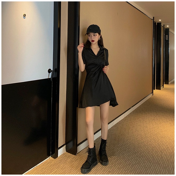 Đầm ngắn dáng ôm thiết kế lệch tà thời trang mùa hè 2021 cho nữ