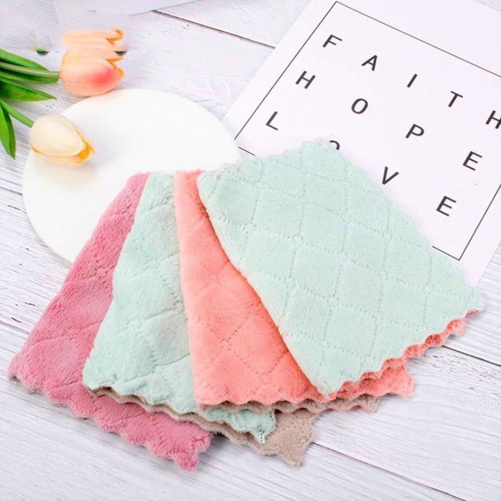 Khăn lau bếp set 10chiếc mềm mại thấm hút tốt, khăn lau đa năng nhà bếp 2 mặt chống dính dầu mỡ nhanh khô, CORBIN_STORE