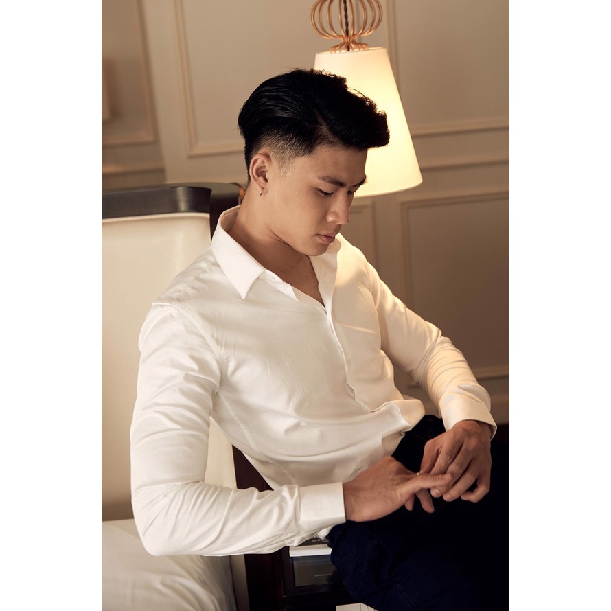 A/G Sơ Mi Nam Cao Cấp Màu Trắng Phom Slimfit Phong Cách Công Sở Lịch Sự Sang Trọng, Chất Liệu Cotton Thoáng Mát
