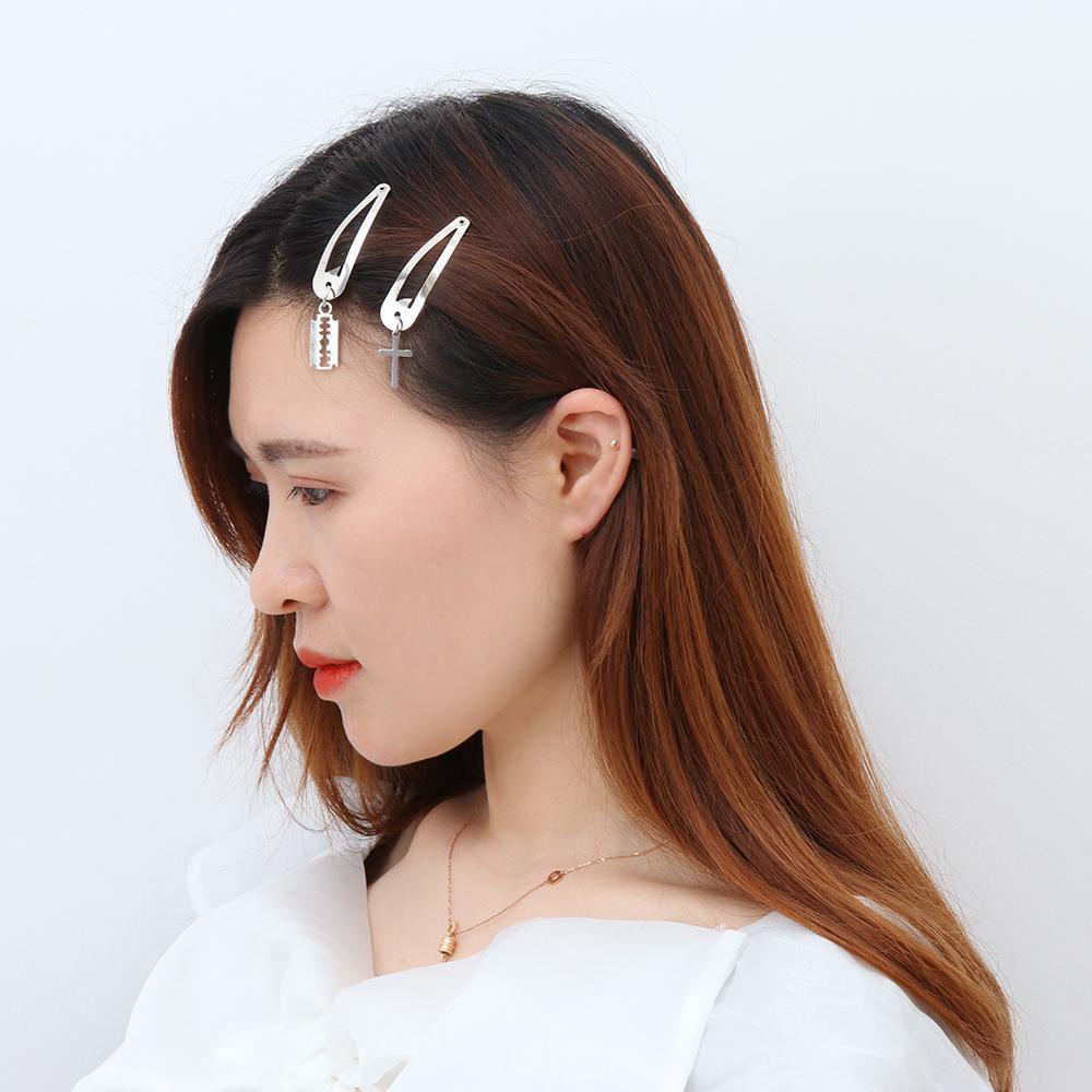 1 Cặp Kẹp Tóc Hình Thánh Giá Phong Cách Harajuku Thời Trang