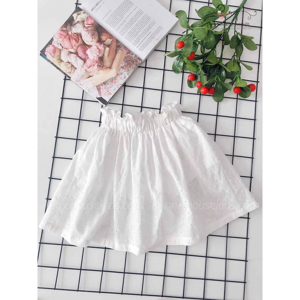 SET ĐẦM ANNIE ÁO BÈO KÈM CHÂN VÁY REN THÊU TRẮNG