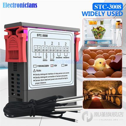 Điều khiển nhiệt độ và độ ẩm STC-1000/STC-3008/STC-3028 kèm dây nguồn và bóng đèn