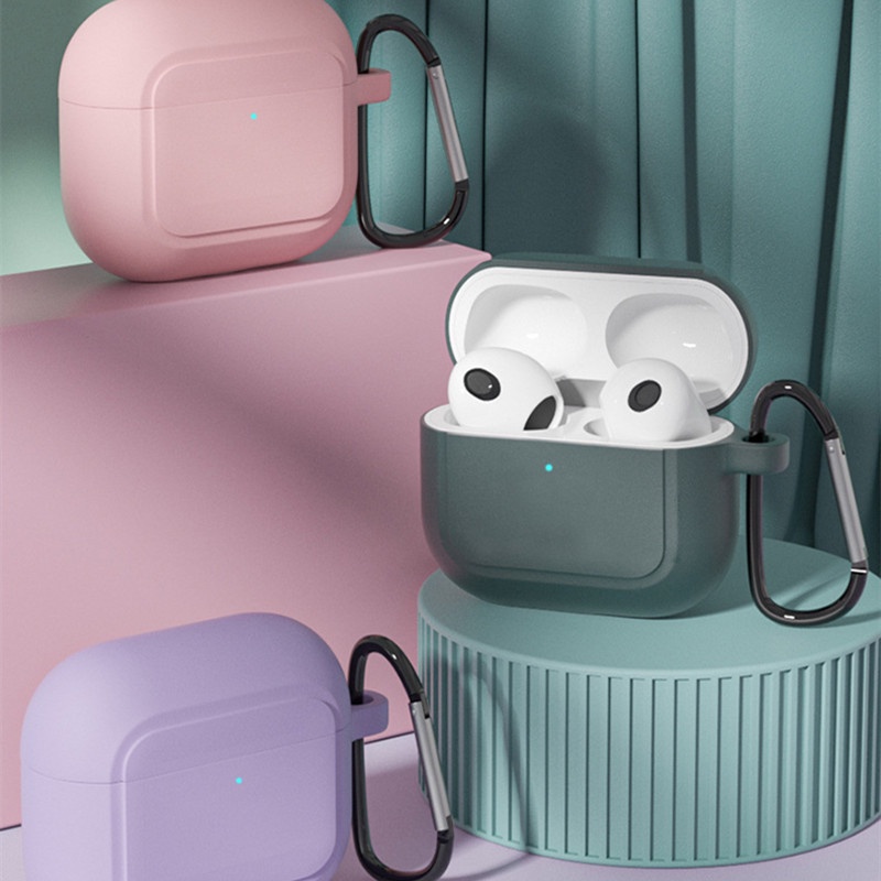 Vỏ Bảo Vệ Hộp Sạc Tai Nghe Compatible for Airpods 3 Chất Liệu Silicone Mềm Chống Nước Chống Trầy Xước Có Khóa Kim Loại