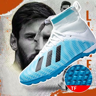 Giày bóng đá cổ cao đá bóng trên sân cỏ nhân tạo màu trắng /đen size 35-47 TF Futsal Shoes Messi Football Boots