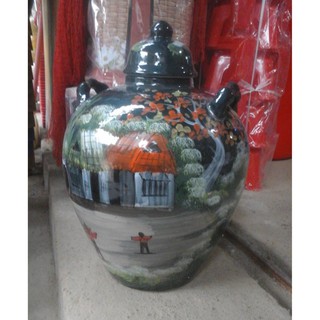 Vò rượu sứ Bát Tràng (15 lit) xanh