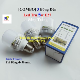 [COMBO] 3 Bóng Đèn Led Trụ 5w E27 Ánh Sáng Trắng - Tiết Kiệm Năng Lượng