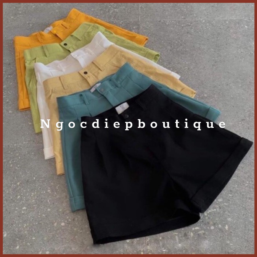 Quần short nữ gập gấu nhiều màu / Quần short lưng cao ống rộng | BigBuy360 - bigbuy360.vn