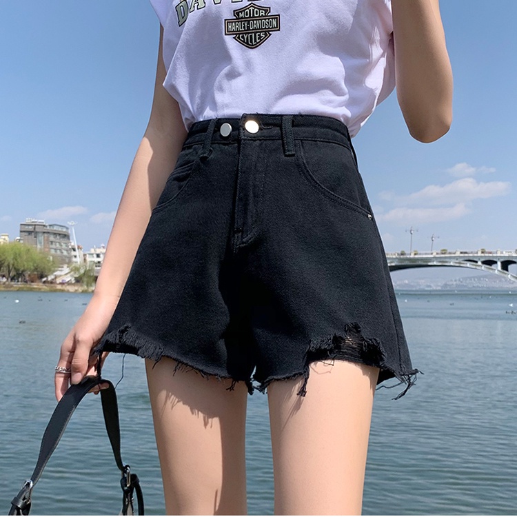 Quần Short Denim Lưng Cao Phong Cách Hàn Quốc Đơn Giản Dành Cho Nữ
