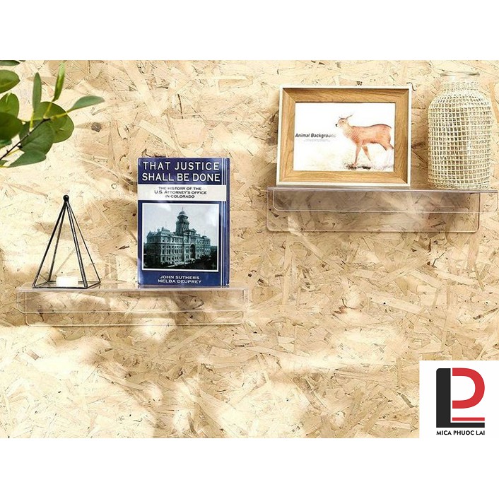 Kệ mica treo tường để sách, dụng cụ gia vị nhà bếp, hoặc decor sản phẩm