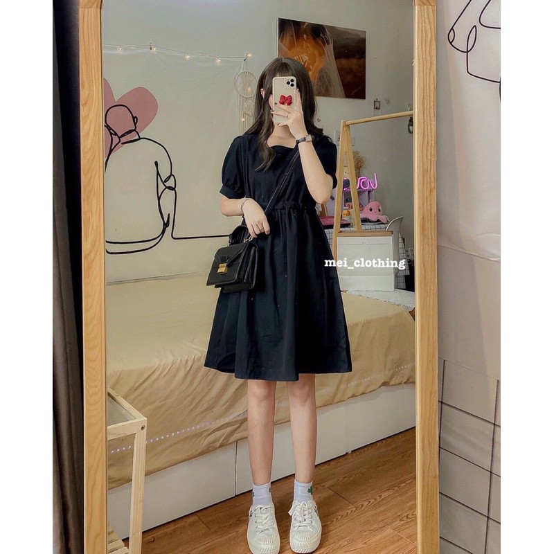 [Ảnh thật/video] Váy babydoll cổ vuông rút eo nhiều màu | BigBuy360 - bigbuy360.vn