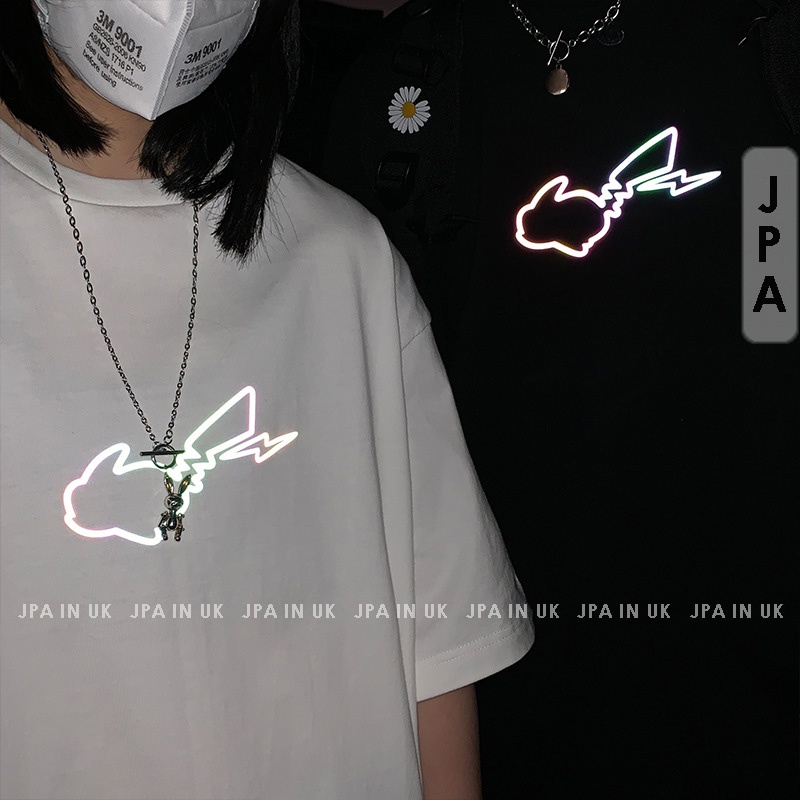Áo thun tay lỡ nam nữ phản quang Picachu Unisex JPA in UK basic tee mùa hè phông trơn nam nữ oversize form rộng | BigBuy360 - bigbuy360.vn