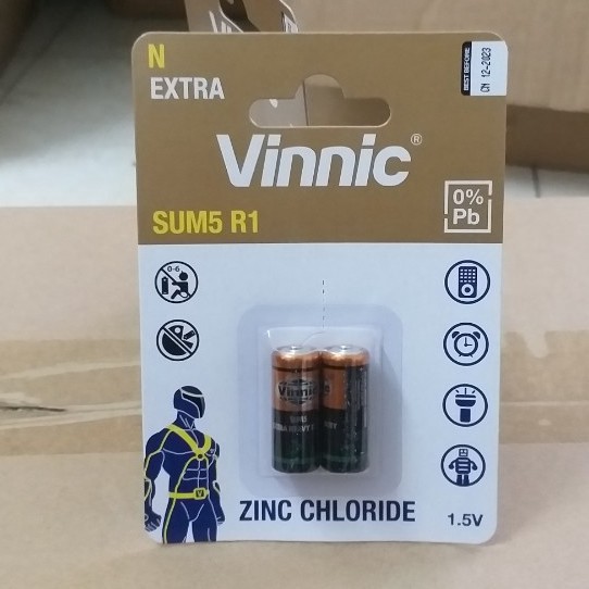 Pin LR1 Sum5 size N 1.5v Vinnic E90 AM5, LR1, SUM 5, pin R1 - vỉ 2 viên. chính hãng