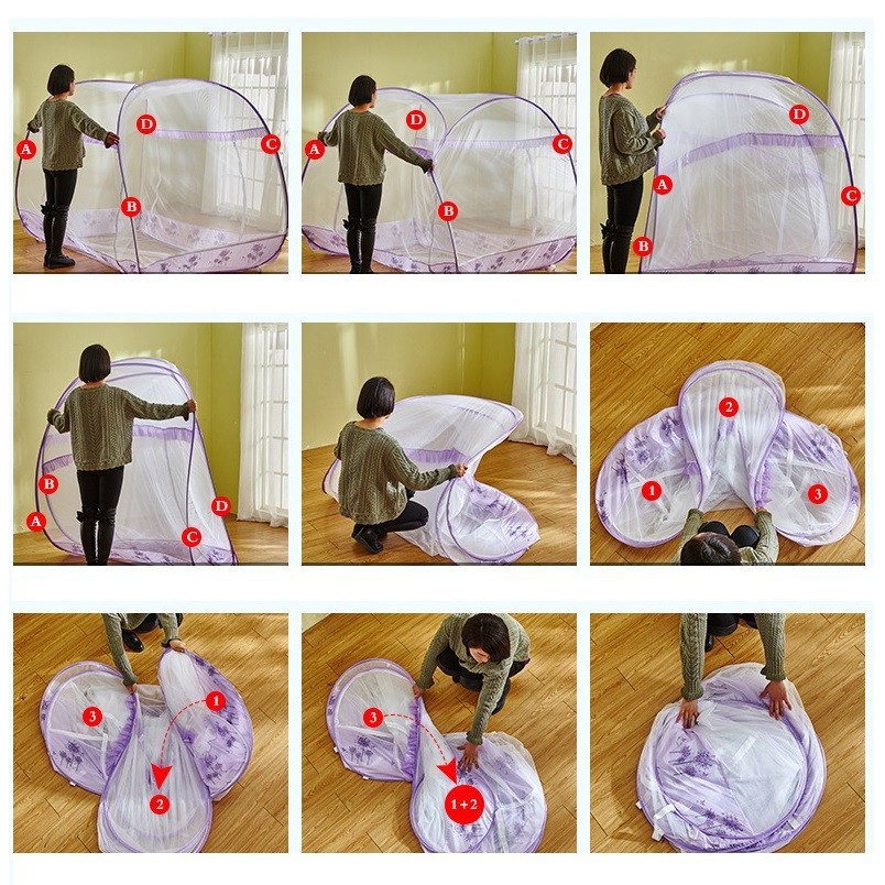 MAN1122 -Mùng, màn chụp chống muỗi đỉnh vuông tự bung 3 cửa - Thời Trang Dương